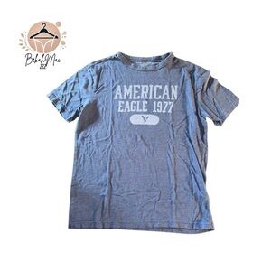 American Eagle Super Soft Standard Fit S Graphic Tee - Blue